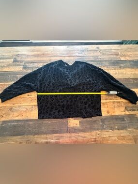 Z Supply Black Leopard Flocked Crewneck Sweater